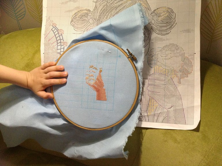 Процесс вышивки "Пеппи - длинный чулок" - 3