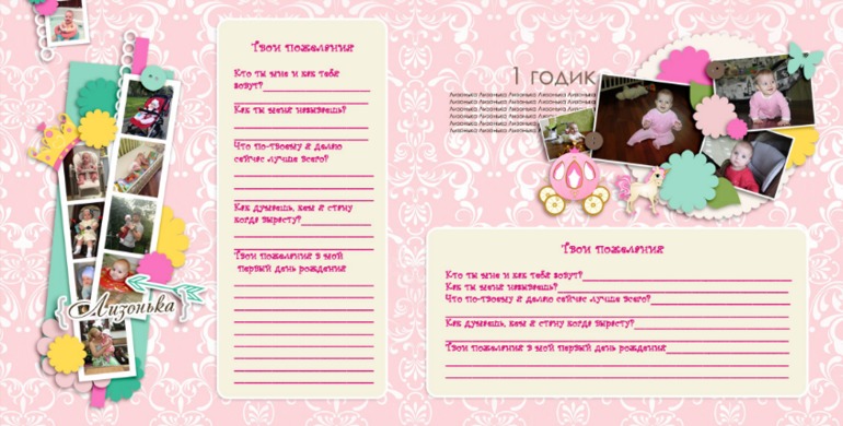 Фотокнига пожеланий для маленькой принцессы Лизоньки