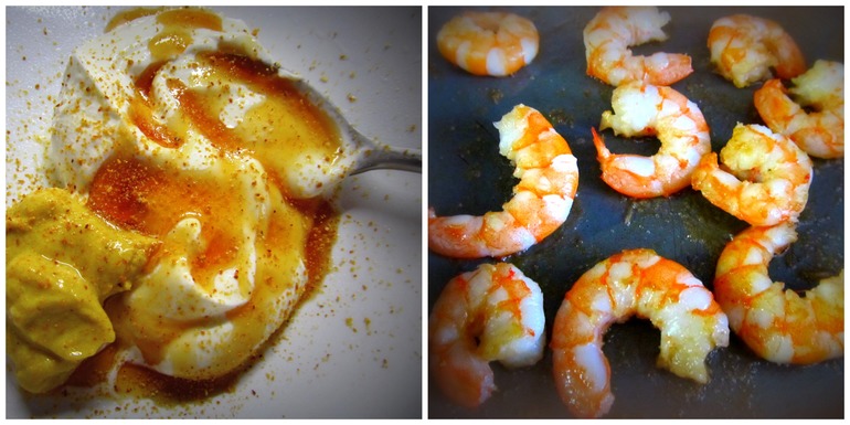 Салат с яблоком и креветками