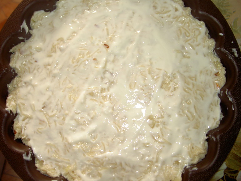 Запеканка из вермишели с отварным мясом (как в садике)