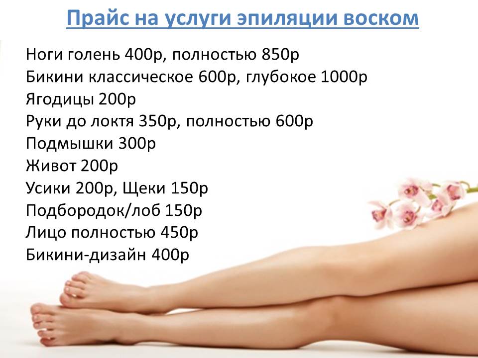 Прайс на эпиляцию воском Прайс на эпиляцию воском