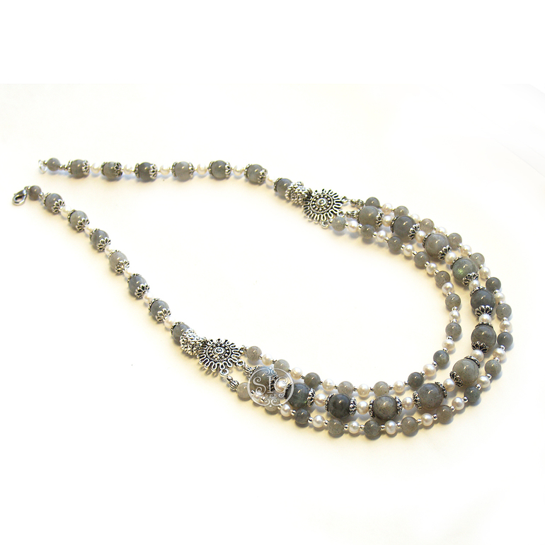 Комплект украшений из лабрадора "Дождь вдвоем"