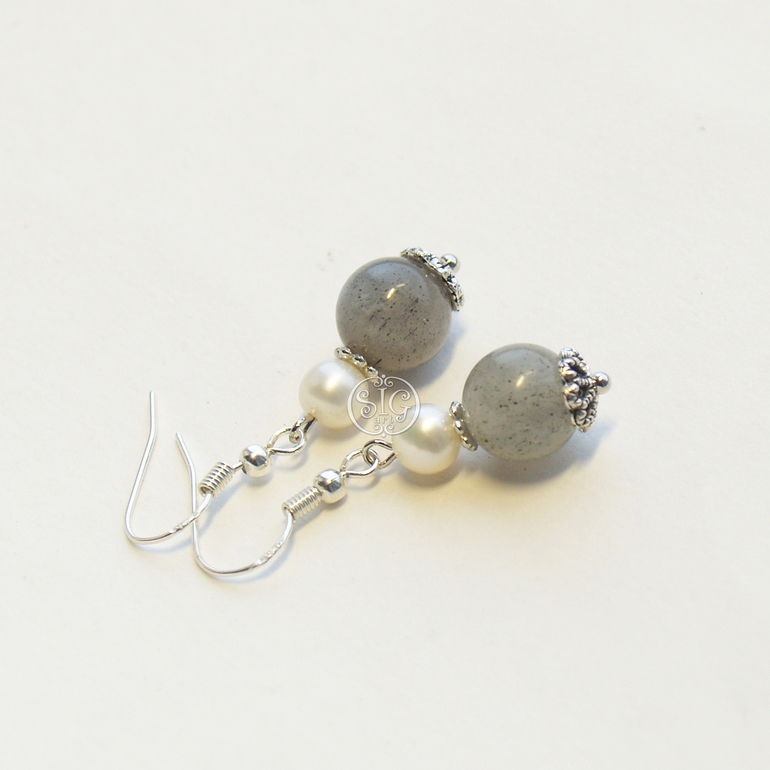 Комплект украшений из лабрадора "Дождь вдвоем"