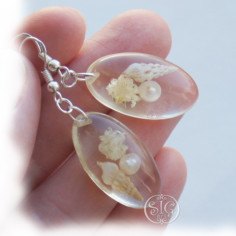 "Из сундучка русалки" - серьги с ракушками