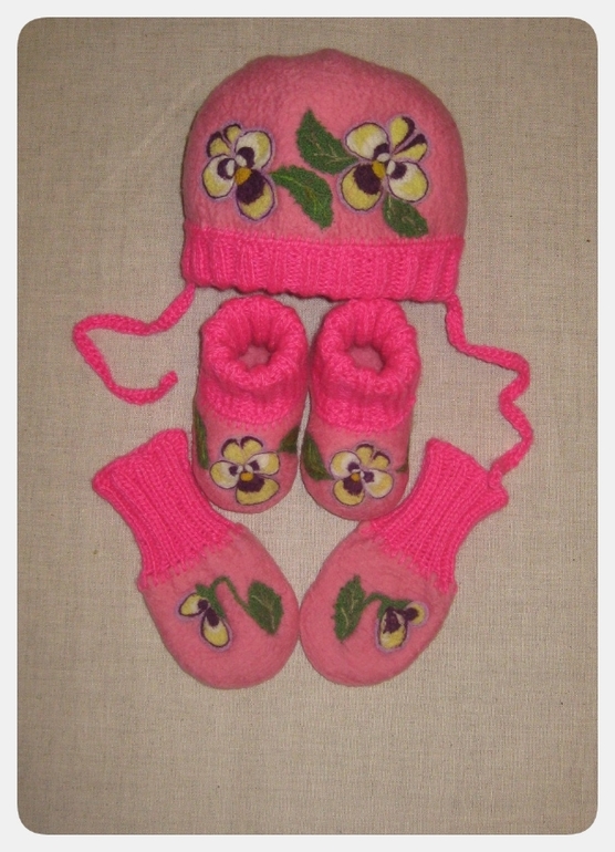 Валяный комплект "Анютины глазки"