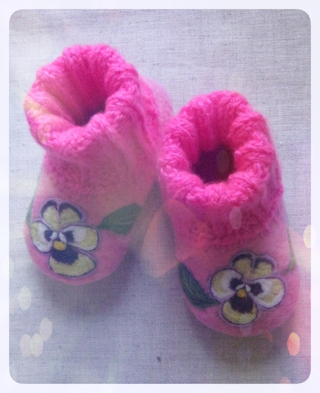 Валяный комплект "Анютины глазки"