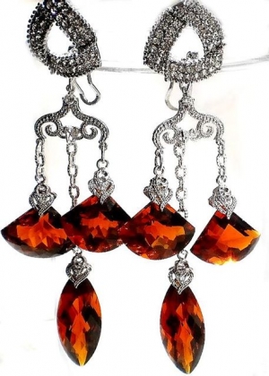 Серьги "Коньячный блюз" с цитринами Мадейра!