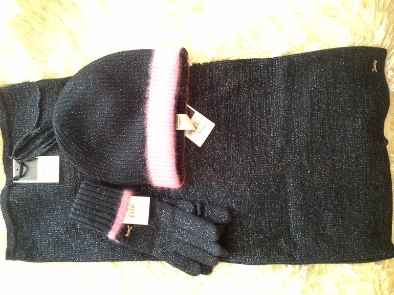 Juicy couture шапка+шарф+перчатки