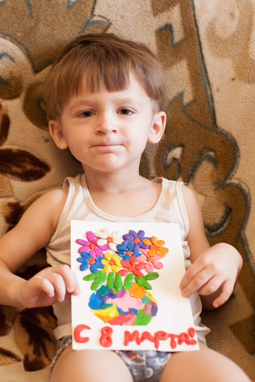 Пластилиновая открытка на 8 марта