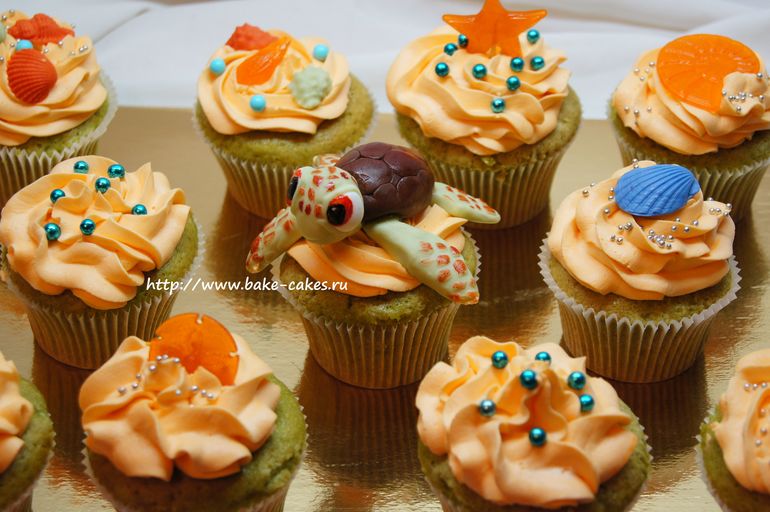 Капкейки в стиле Немо.