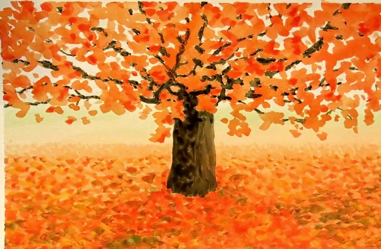 Осень, акварель