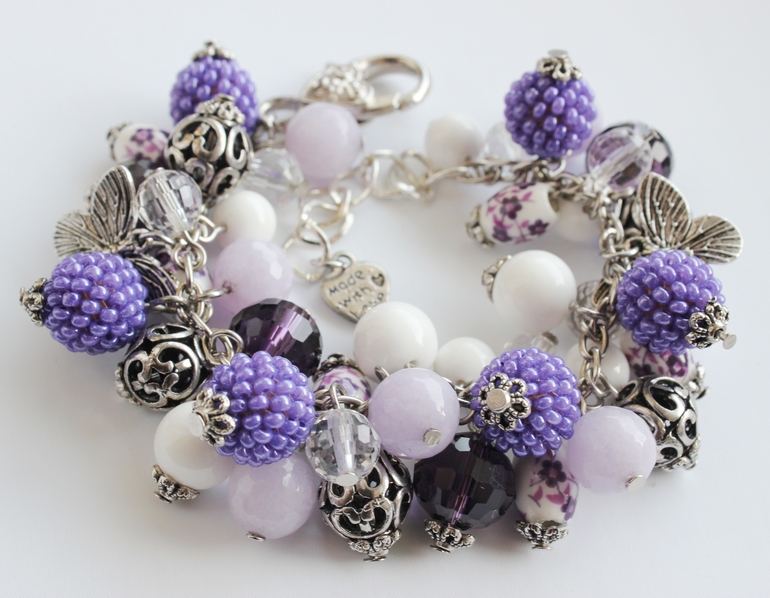 Браслет "Сиренево-белый-2"