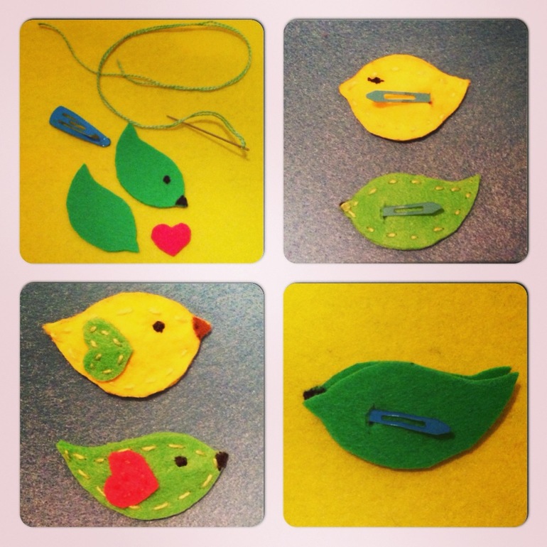 Мимишные птички - заколочки из фетра за 5 мин.