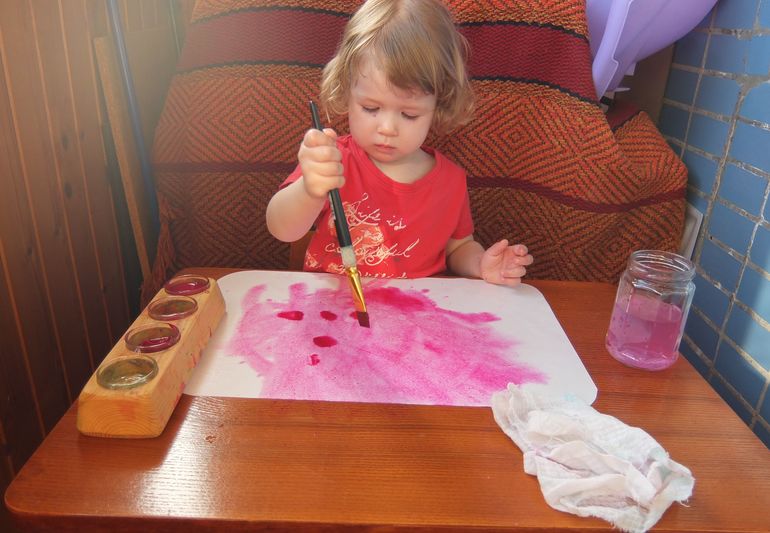 Рисование акварелью + аппликация