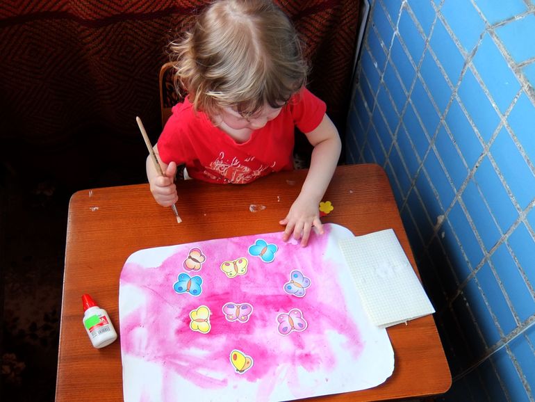 Рисование акварелью + аппликация