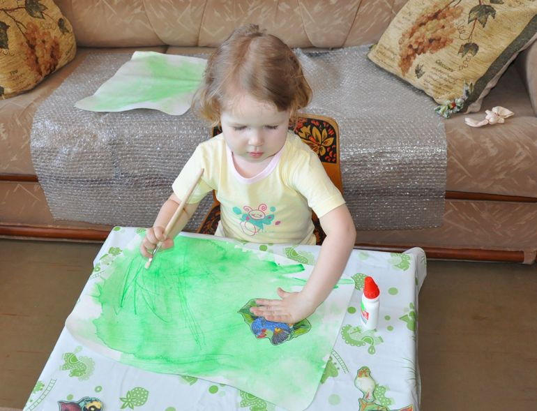 Птичий двор. Живопись+аппликация