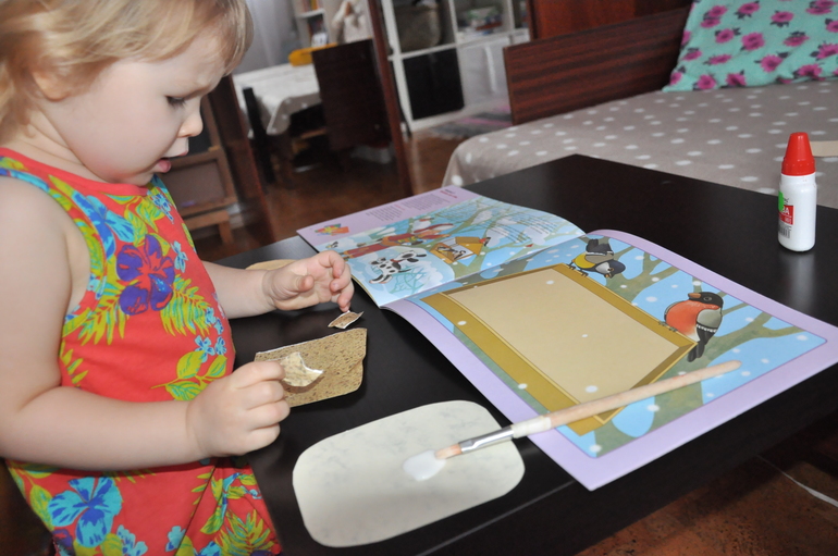 Аппликация. Кормим птичек.