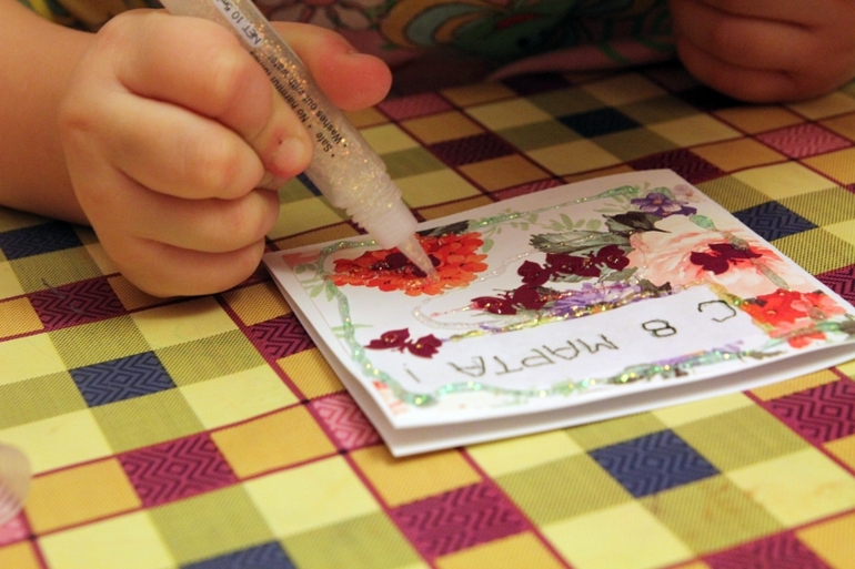 Открытки для воспитателей на 8 марта. МК от дочки.