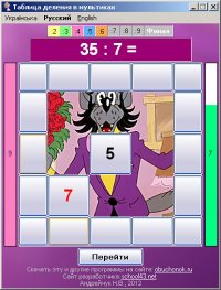 Таблица деления в мультиках