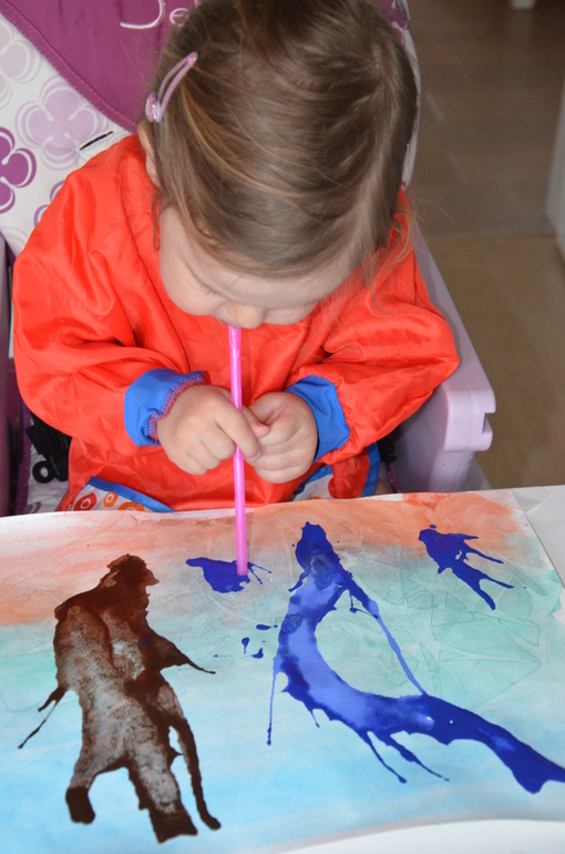 Художка. Занятие №8. Акварель, пленка, гуашь и трубочка.