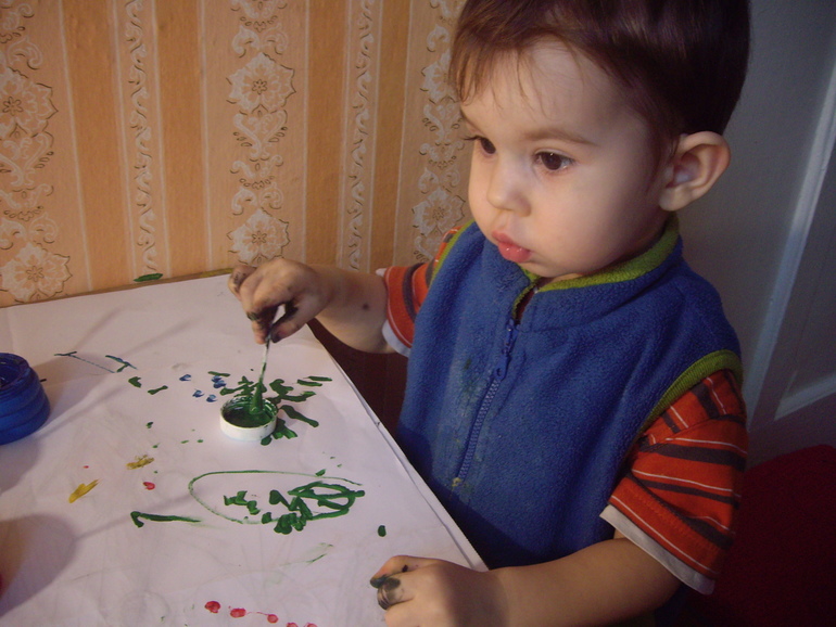 Художка: Рисуем ватными палочками.