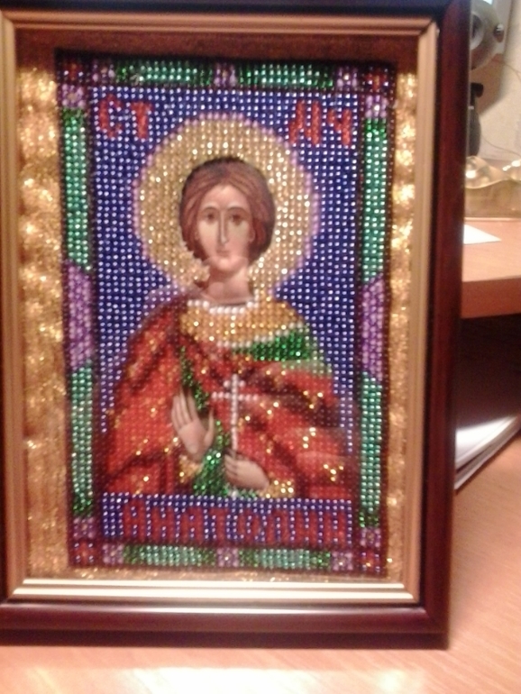 Анатолий и Ольга...иконы из бисера!