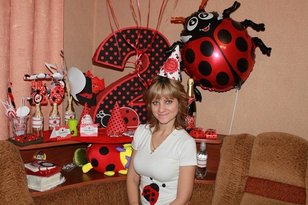 Оформление празника в стиле "божья коровка".