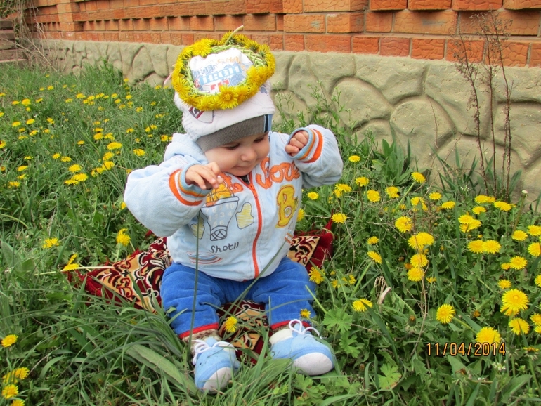 Весна как она есть...или день Одуванчиков...Мишаня 8 месяцев