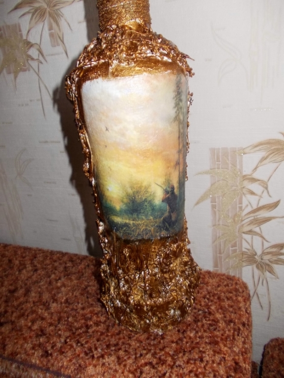 Бутылка в технике "Терра"
