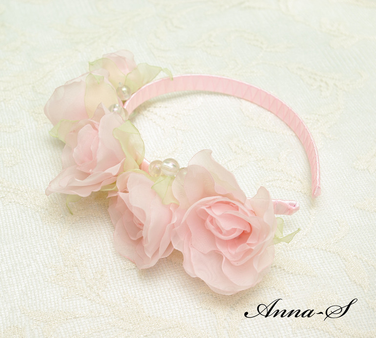 Детский ободочек " Розовая дымка "