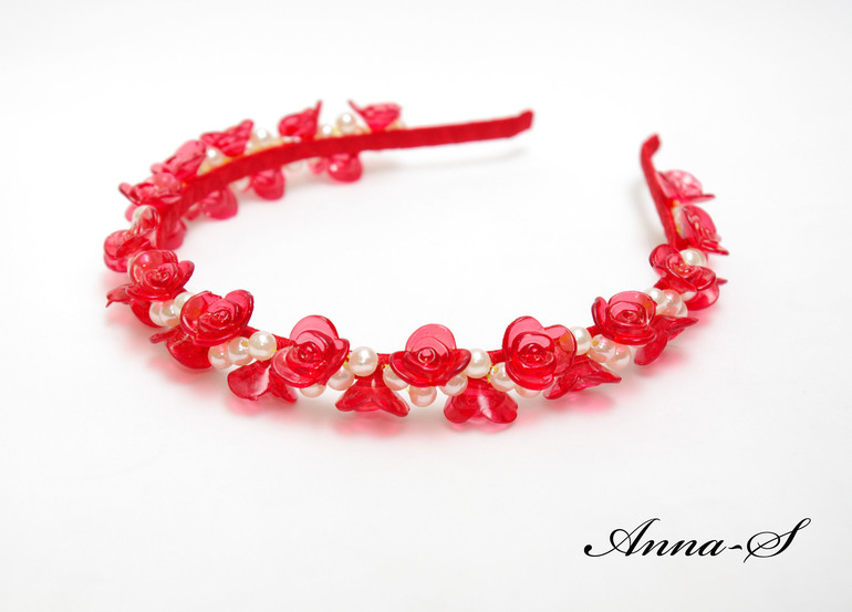 Металлический ободок " Рубиновый "