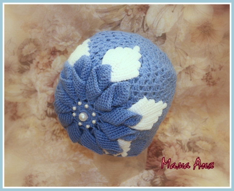 Повтор шапочки "Цветок олеандра" в комплекте с шарфиком