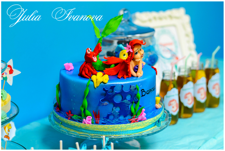 Торт и сладкий стол по мотивам мультфильма "Русалочка"