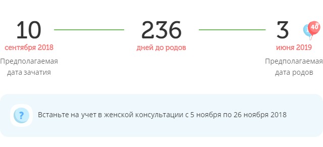 Калькулятор даты родов