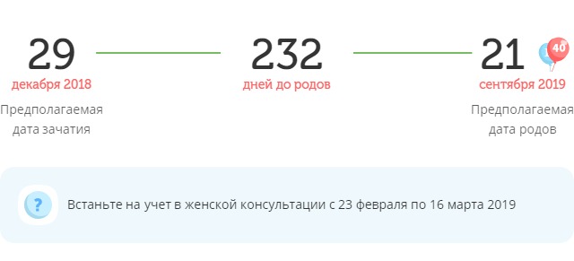Калькулятор даты родов