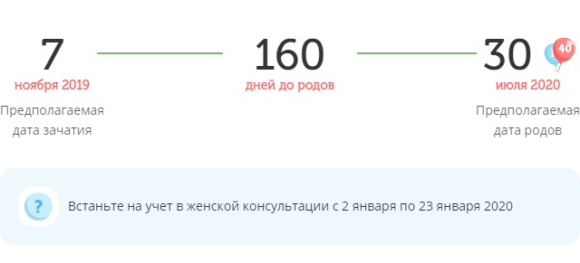 Калькулятор даты родов