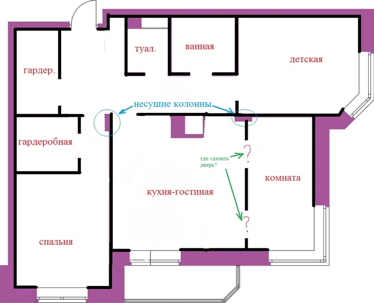 Перепланировка, продолжение. Много букв и картинок )