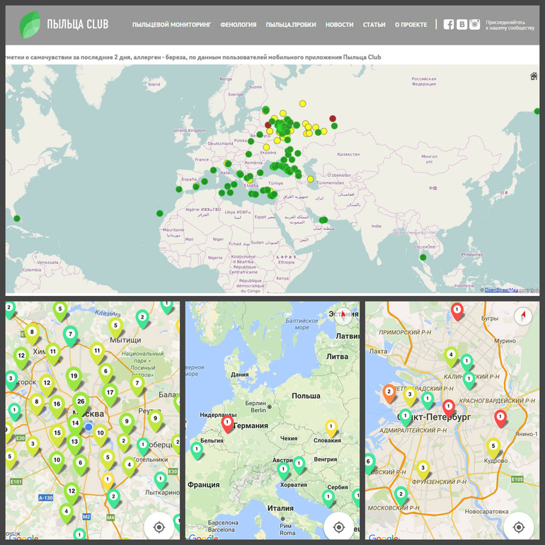 Карта пыльцы спб