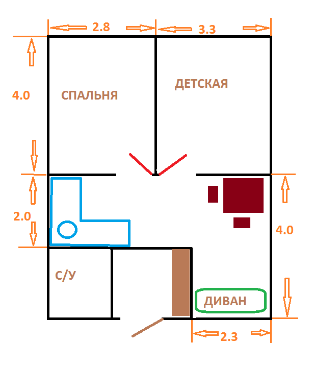 План однокомнатной квартиры перепланировка