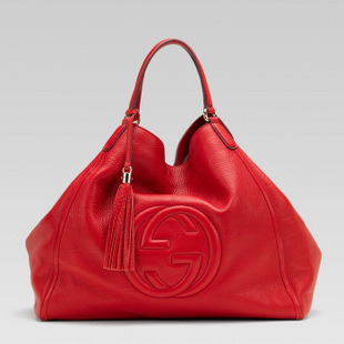 сумка нат/ Кожа, коричневата-рыжая и красная Gucci на молнии