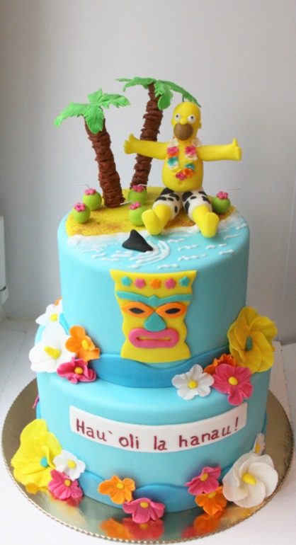 Минни Маус и Гомер на Гавайской вечеринке