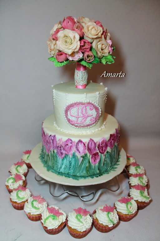 Свадебный с тюльпанами.Букет невесты.