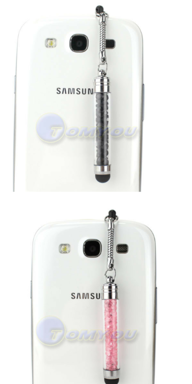 стилус с кристаллами с заглушкой разъема для наушников 3, 5мм, цена 65 руб!