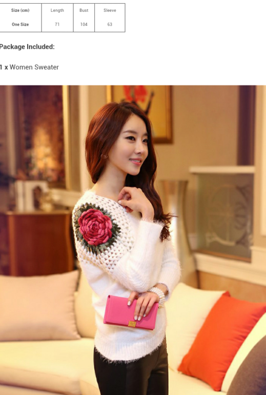 корейские свитера с розой, цена 695 руб! сразу на ваш адрес!