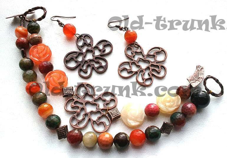 Трансформер. Комплект с ониксом и агатом. Последние цветы.