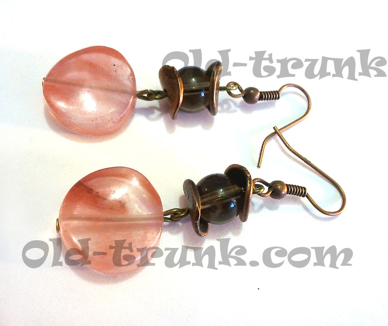 Комплект из халцедона и раухтопаза. Шиповник.