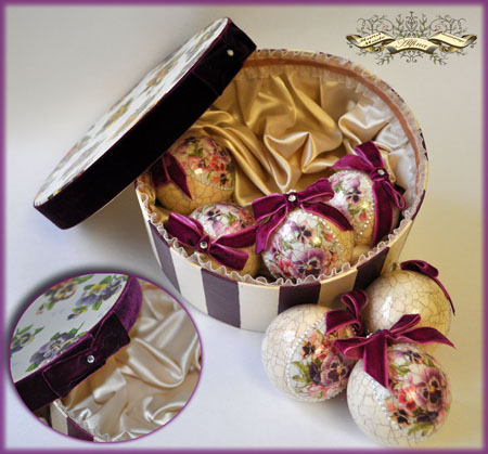 Комплект елочных игрушек "Фарфоровый расцвет"