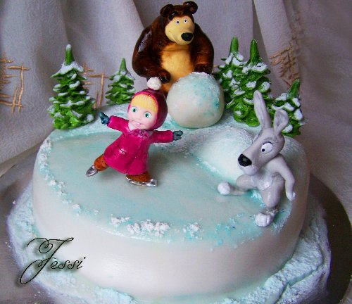 Тортик на 2 года на тему МАша и медведь