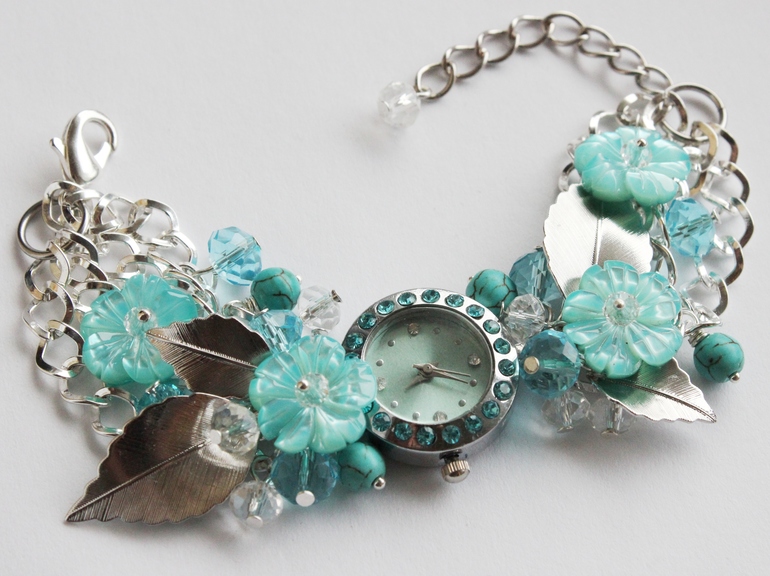 Часы "Бирюзовые цветы"