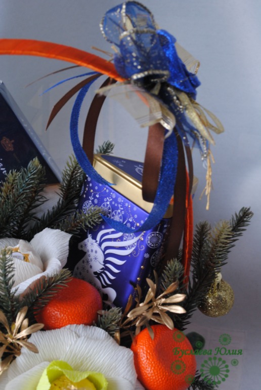 Подарочная корзина с мандаринками.